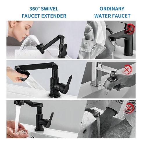 Llave Grifo Monomando Lavamanos Para Baño Color Negro Acabad Negro Mate - Imagen 4