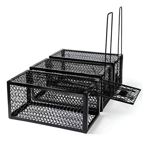 2x Jaula Trampa Ratones Roedor Metálica Captura Atrapa Negro