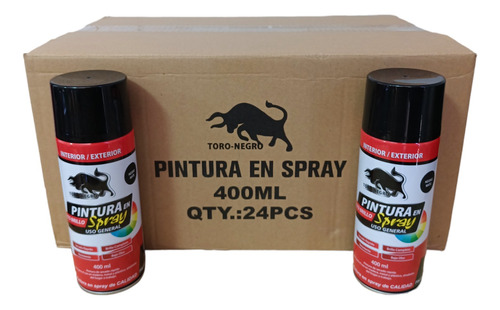 Pintura Aerosol Spray Negro Mate Uso General 400ml 24unid