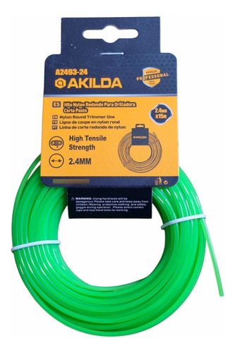 Pack 5 Hilo Nylon Redondo Orilladora Desbrozadora 2.4mmx15mt Verde - Imagen 3