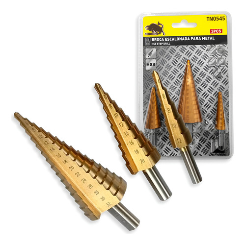 3 Broca Conica Escalonada Pino Perfora 4 A 32mm Paso A Paso