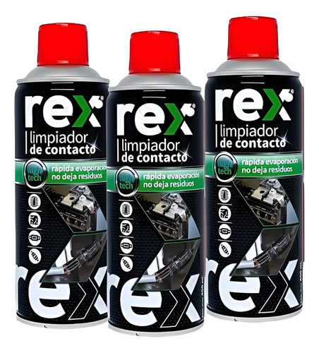 3 Unidades Limpiador De Contacto Lubricante Rex
