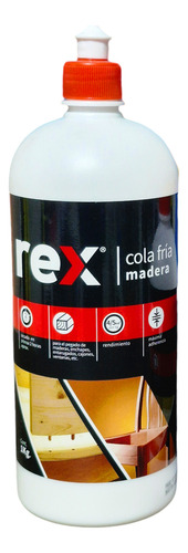 Cola Fría Para Madera Rex 1 Kilo Frasco Dosificador Adhesivo Blanco De Alta Resistencia Ideal Para Muebles Molduras Y Trabajos De Carpintería