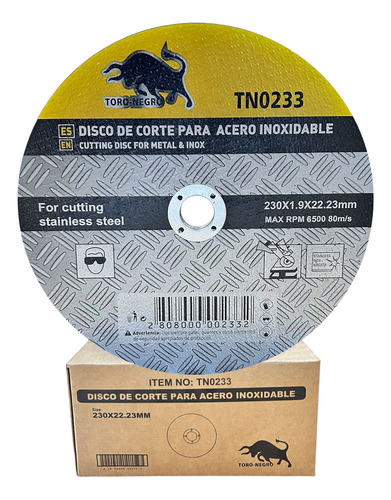 Pak 10 Discos De Corte Fino De 9 X1.9mm Toro Negro Color Amarillo