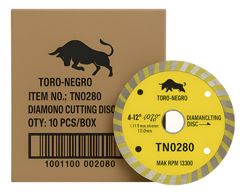 Disco De Corte Diamantado Turbo Rim 4.5 Pulgadas 10 Unidades Amarillo
