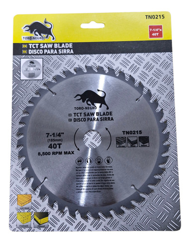 Disco Sierra Circular 7 1/4 Pulgada 40 Dientes Corte Madera Color Plateado